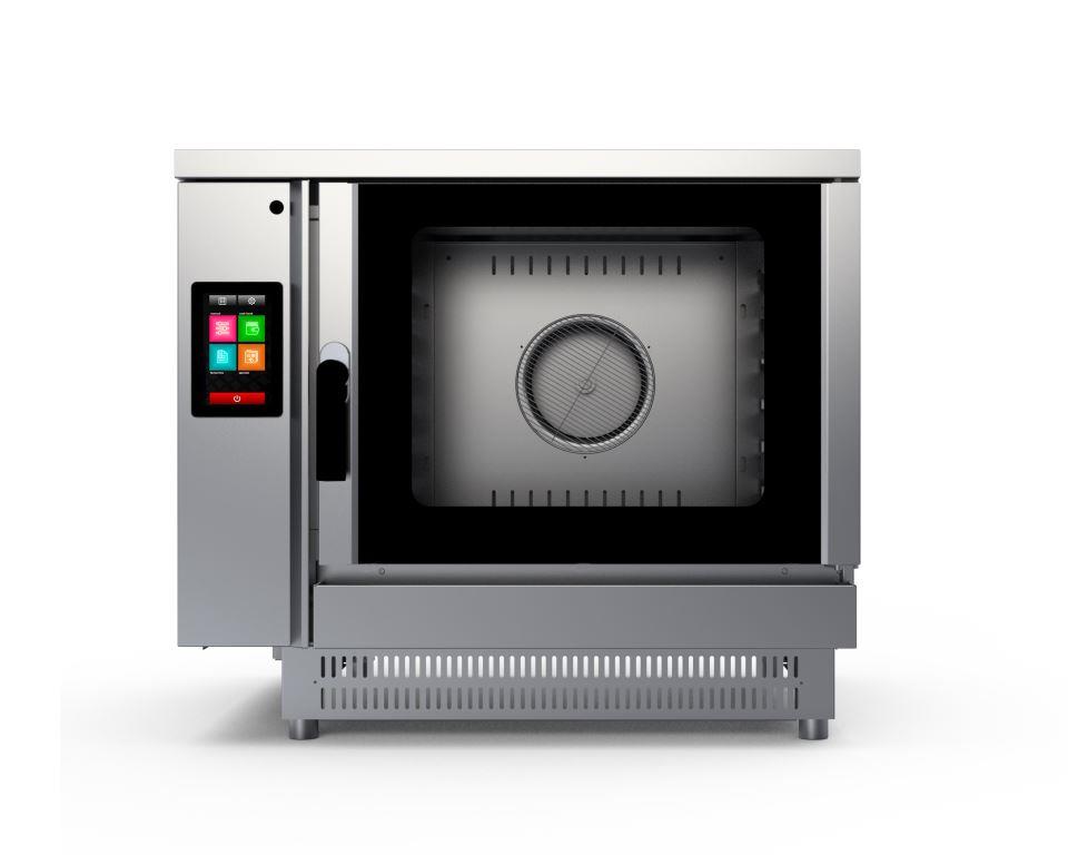 forno professionale autopulente con umidità o nella versione forno combinato molto robusto con comandi manuali o comandi digitali con sonda al cuore per piatti gastronomici con controllo del tempo, temperatura, velocità dell’aria e umidità. 